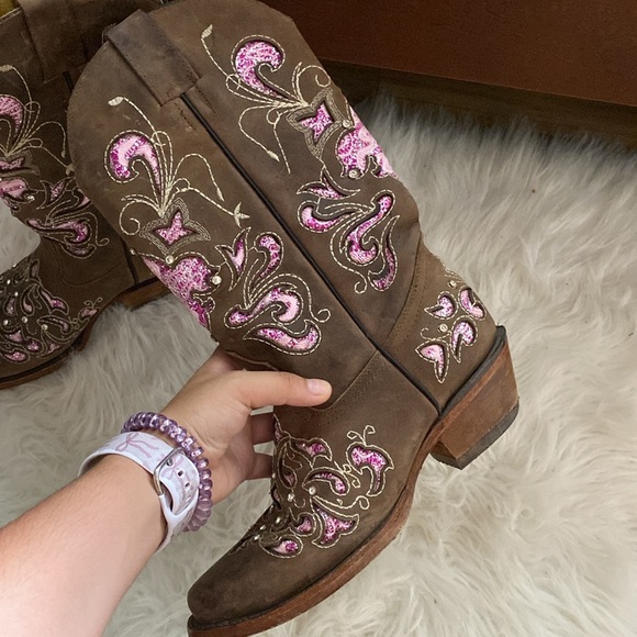 Brown and Pink Coquette Western Boots size 7 women’s - Picture 8 of 8